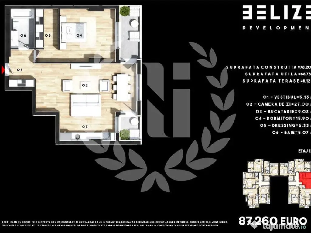 APARTAMENT 2 CAMERE CERNICA 2 TERASE 68 MP