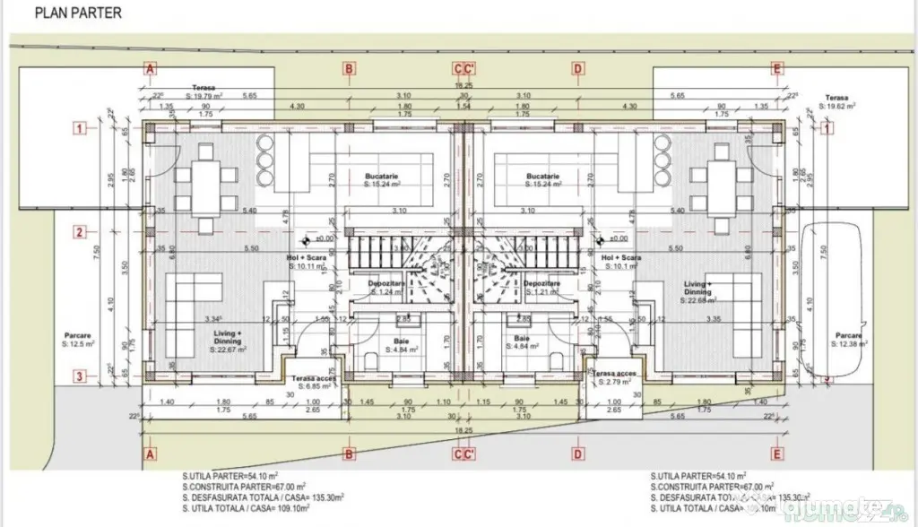 Duplex de vanzare, 100 mp, 250 teren, semifinisat, P+E, Gila - Gilau (Cluj)