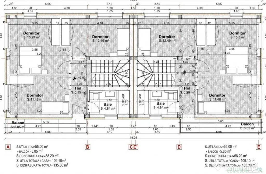 Duplex de vanzare, 100 mp, 250 teren, semifinisat, P+E, Gila - Gilau (Cluj)