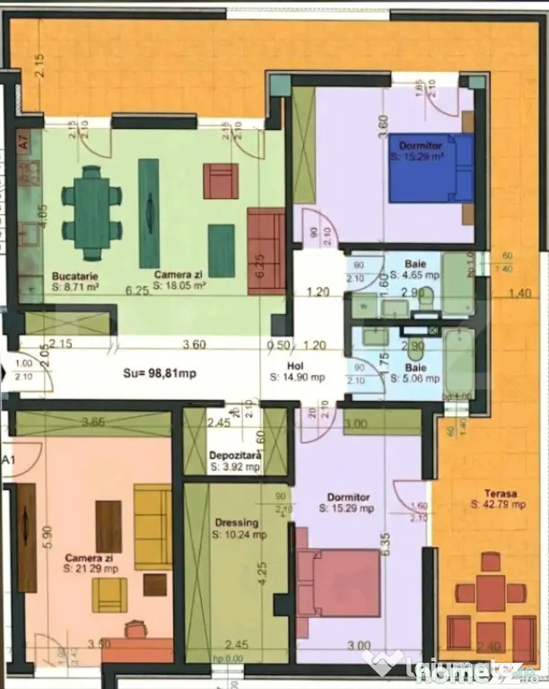 Apartament 3 camere, 99 mp utili,terasa de 43 mp, zona Aradu - Timisoara (Timis)