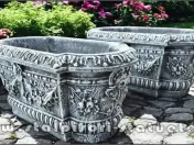 Jardinieră ornament flori, gri antichizat, model J8. 