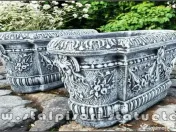 Jardinieră ornament flori, gri antichizat, model J8. 