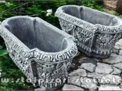 Jardinieră ornament flori, gri antichizat, model J8. 