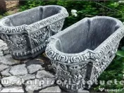 Jardinieră ornament flori, gri antichizat, model J8. 