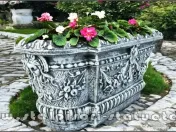 Jardinieră ornament flori, gri antichizat, model J8. 