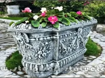 Jardinieră ornament flori, gri antichizat, model J8.