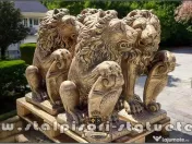 Statuetă leu mare cu blazon, arămiu patinat, model S1. 