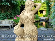 Statuetă țărăncuța la cișmea, galben patinat, model S51.