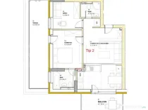 Apartament cu 3 camere, 55,51 mp, terasa 57,52 mp, balcon, z