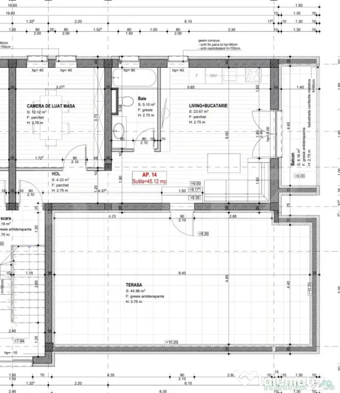 Apartament cu 2 camere, 45 mp utili, terasa 45 mp, zona Bray - Timisoara (Timis)