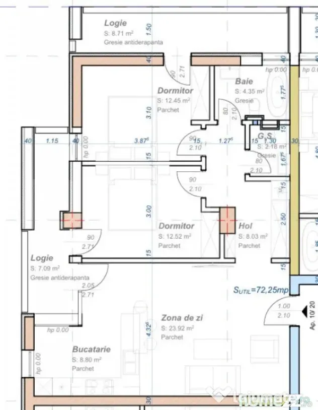 Apartament 3 camere, semidecomandat, 72 mp utili, zona Aradu - Timisoara (Timis)