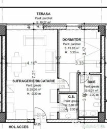 Apartament de vanzare, cu 2 camere, 62 mp, terasă 10 mp, zo