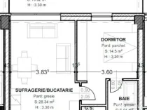 Apartament de vanzare, cu 2 camere, 71 mp, terasă 19 mp, zo