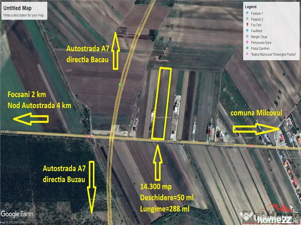 Teren 14.300 mp, D=50 ml, langa nod autrostrada A7