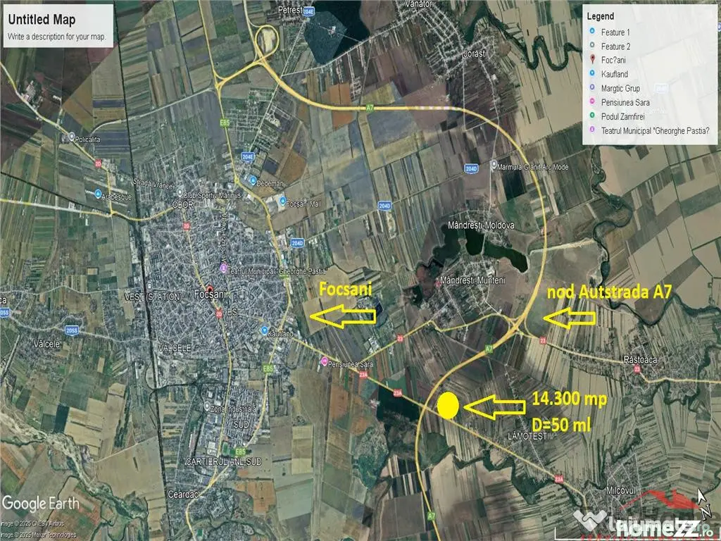 Teren 14.300 mp, D=50 ml, langa nod autrostrada A7