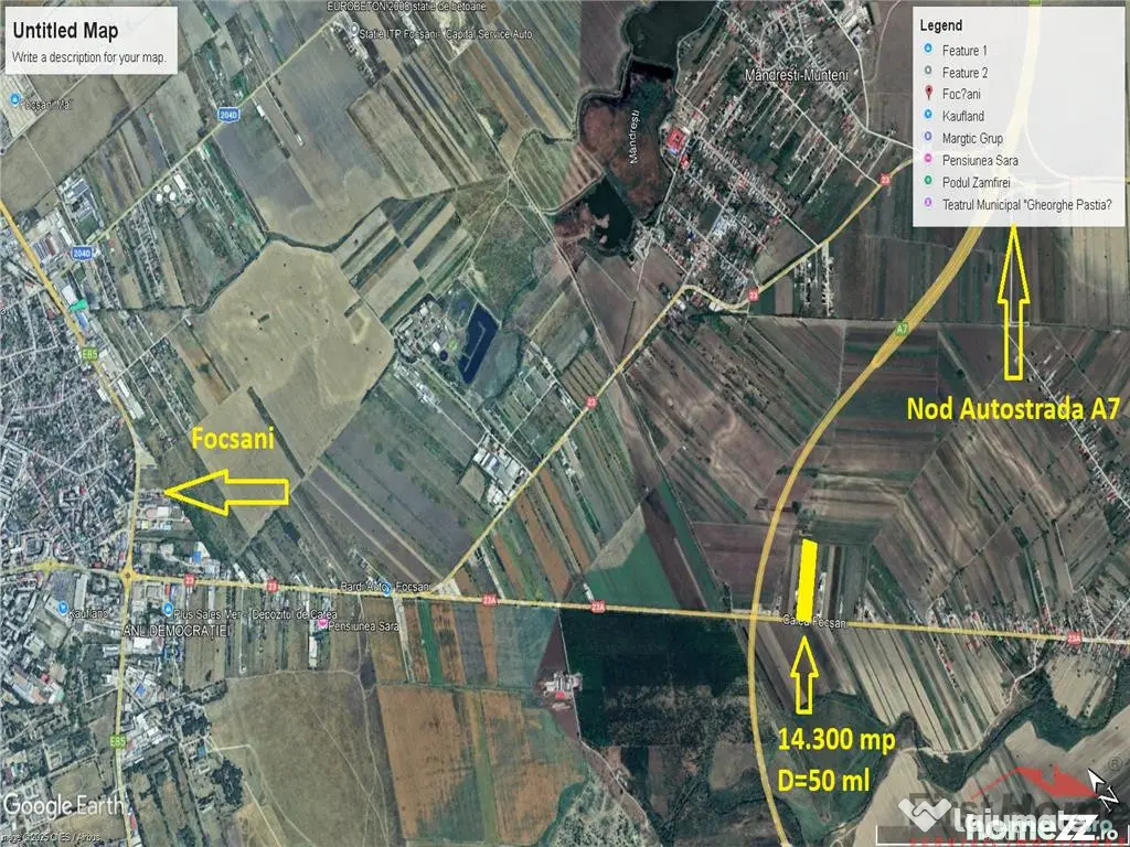 Teren 14.300 mp, D=50 ml, langa nod autrostrada A7