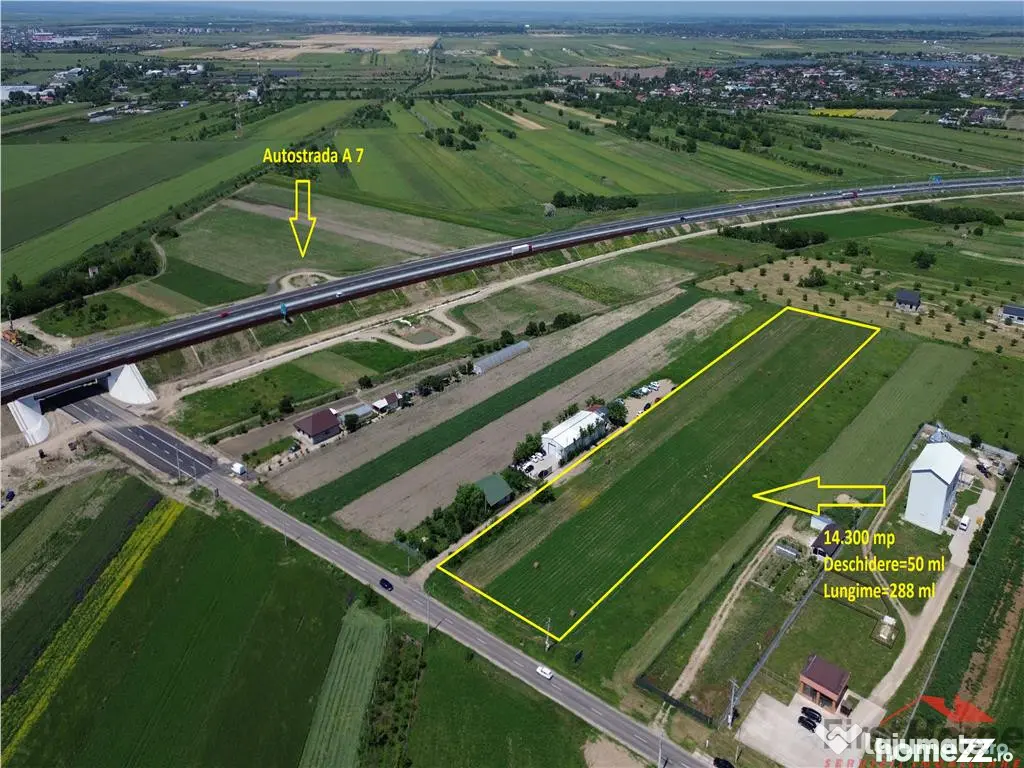 Teren 14.300 mp, D=50 ml, langa nod autrostrada A7