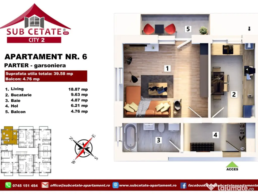 Garsoniera in cartier SUBCETATE si cu credit bancar