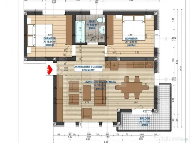 Apartament de 3 camere, bloc nou