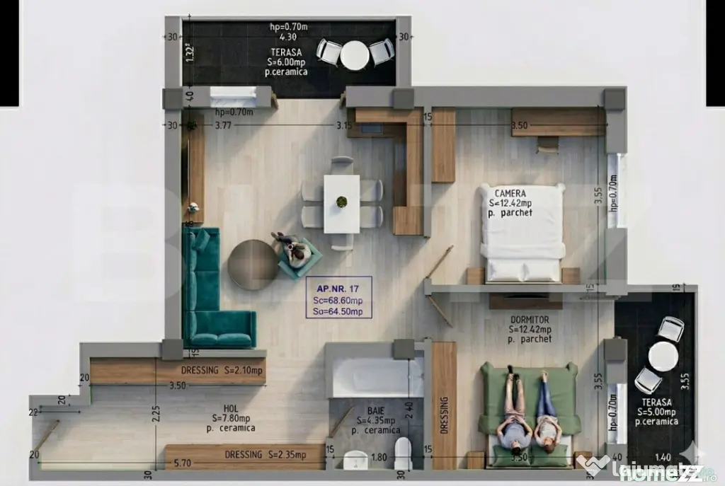 Apartament 3 camere în bloc nou