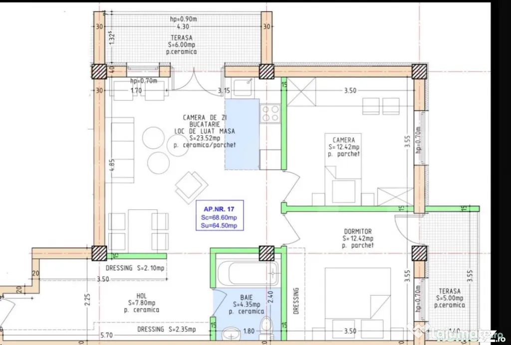 Apartament 3 camere în bloc nou