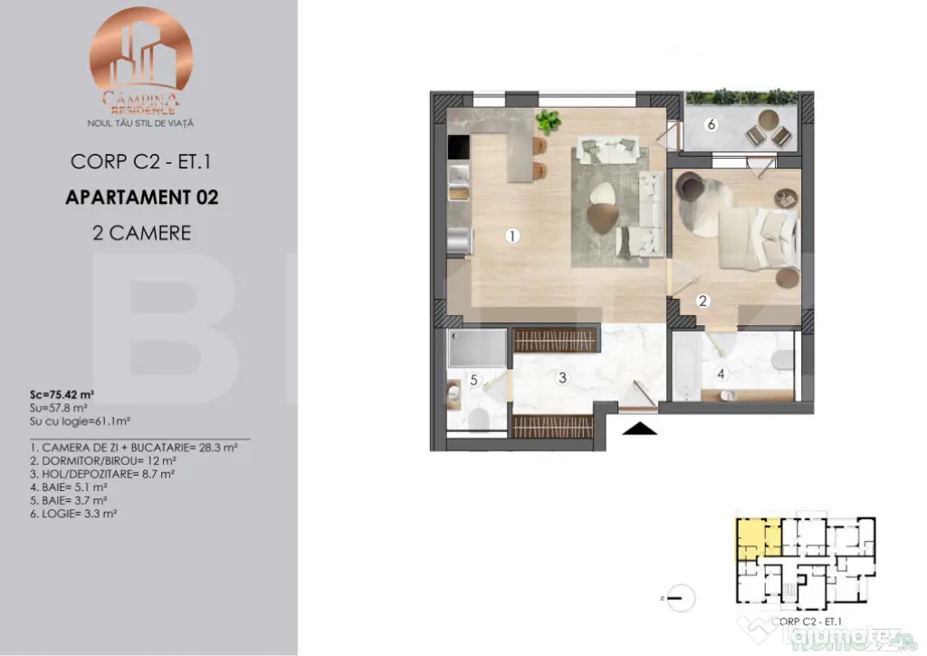 APARTAMENT 2 CAMERE ANSAMBLU REZIDENTIAL CAMPINA RESIDENCE - Campina (Prahova)