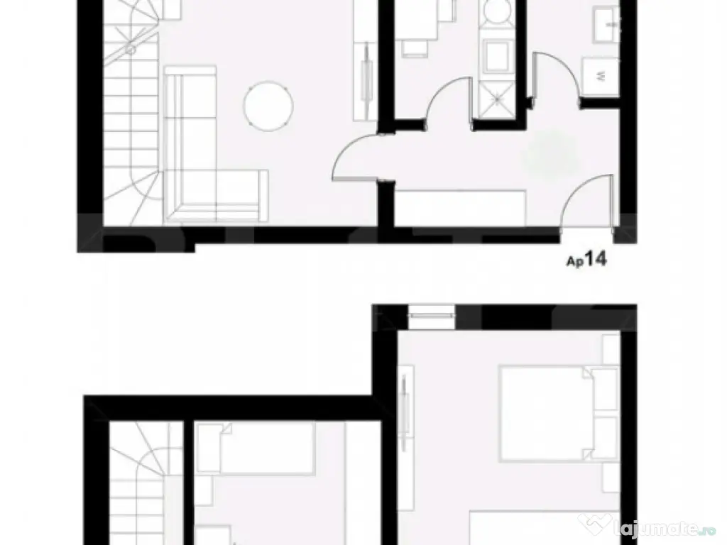 Apartament 3 camere pe două niveluri, 2 locuri de parcare,