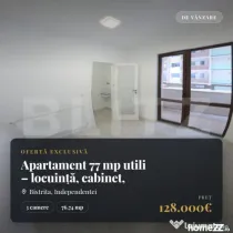 Apartament 77 mp utili – locuință, cabinet, spatiu come