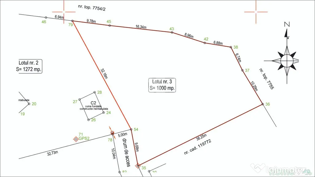 Teren intravilan 1.000 mp în Zărnești – zonă liniștit
