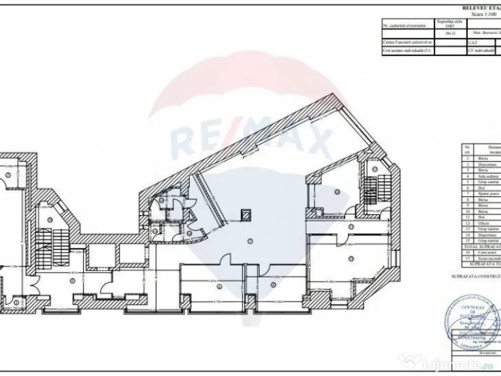 De vânzare în zona Unirii-Spațiu de birouri de 1,650mp