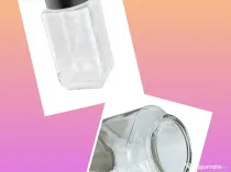 Borcane sticla patrate 1 kg cu capac din plastic