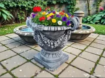 Vază mare cu picior, gri patinat, model V2.