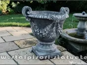 Vază mare cu picior, gri patinat, model V2. 