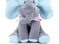 Elefant Cici Cucu Bau, Jucarie Interactiva, Albastru/Gri