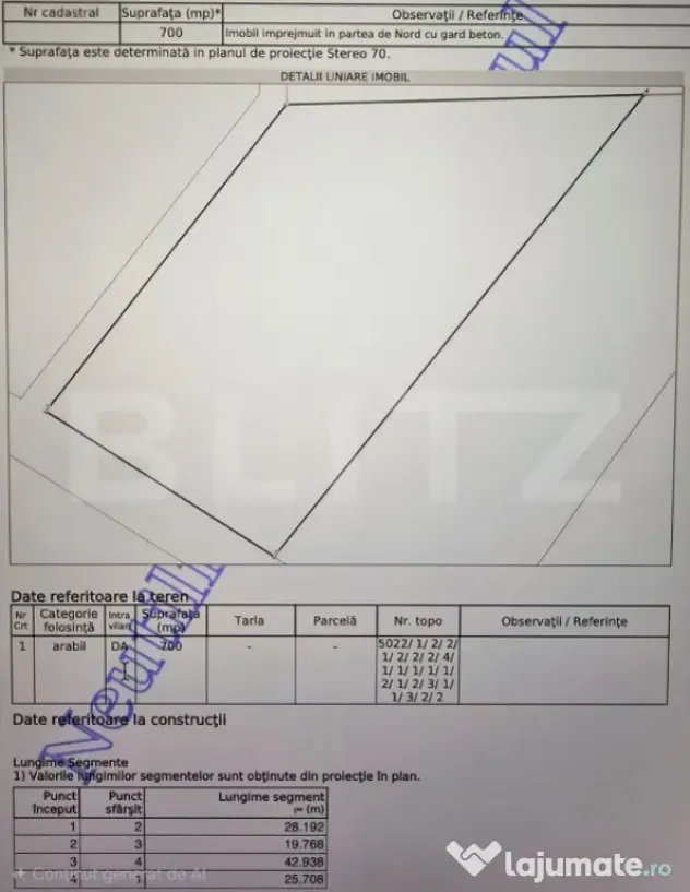 Teren intravilan 700 mp cu Proiect de casă aprobat, Lipoven