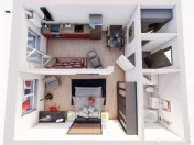 Studio 2 camere 48 mp utili+terasa in cartier SUBCETATE 