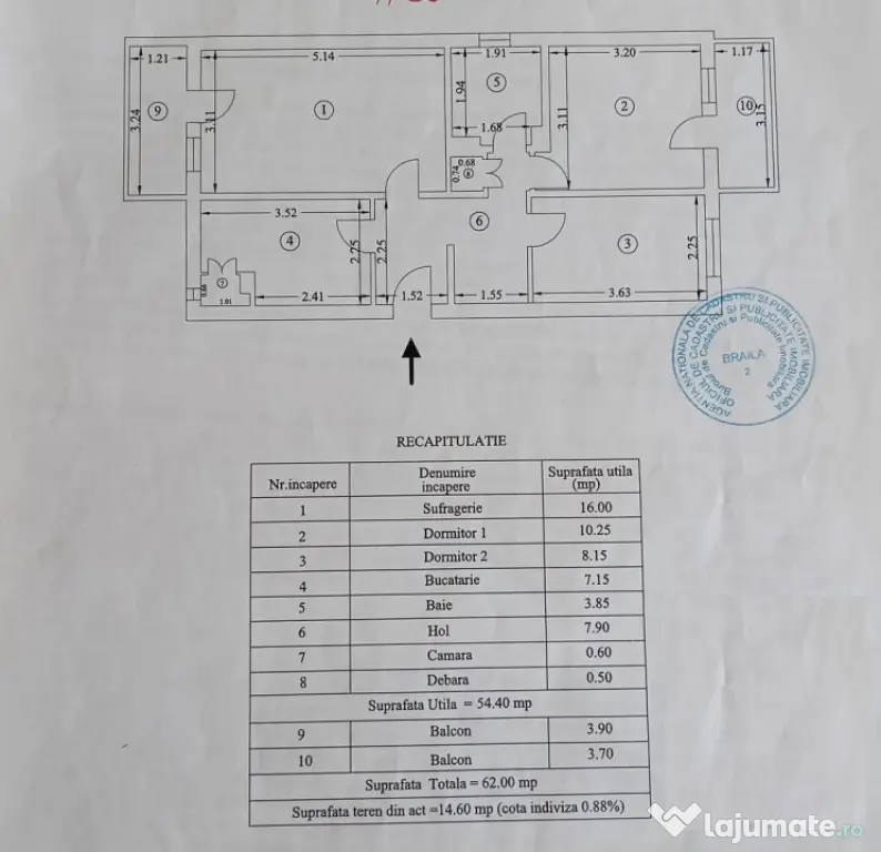 Apartament 3 camere, confort 1 decomandat, zona Vidin.