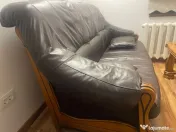 Set canapele piele naturala si masa lemn statificat 