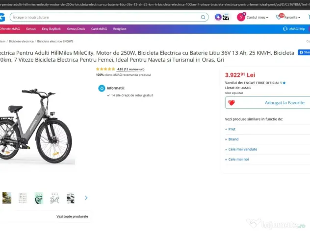 Bicicleta Electrica asistata si cu acceleratie