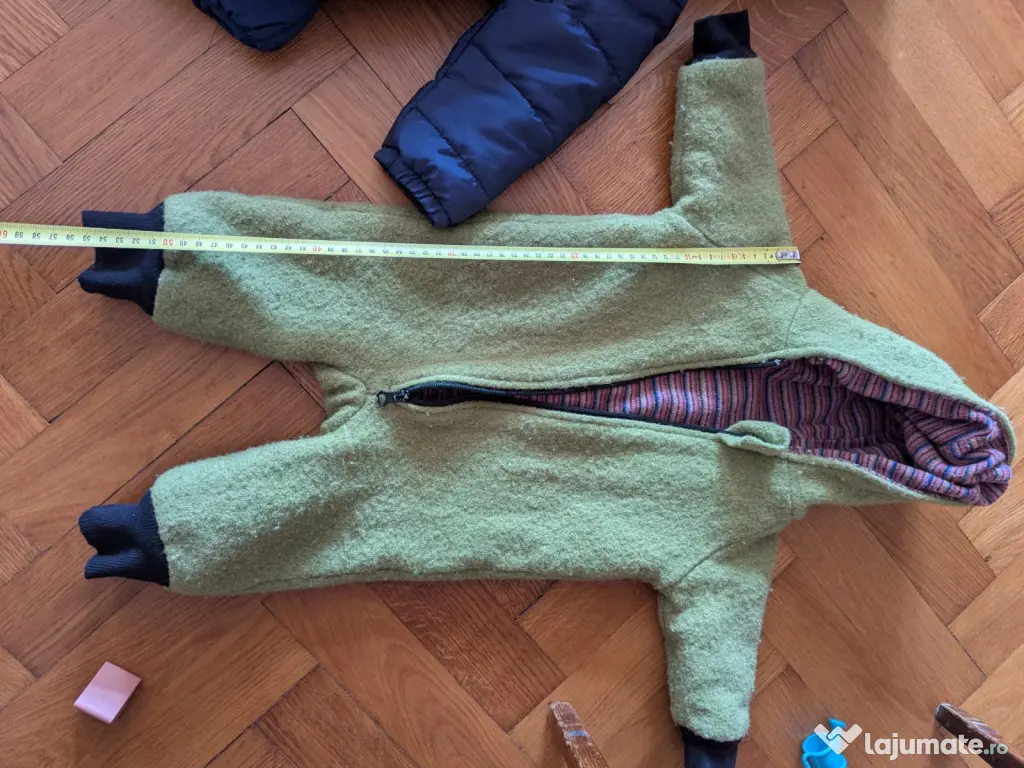 Salopeta dublata din lana fiarta, Olive Green