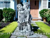 Statuetă copil și fetiță, gri antichizat, model S101. 