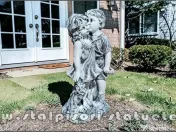 Statuetă copil și fetiță, gri antichizat, model S101. 