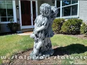 Statuetă copil și fetiță, gri antichizat, model S101. 