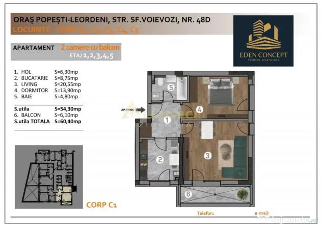 NOU Apartament 2 camere Popesti Leordeni