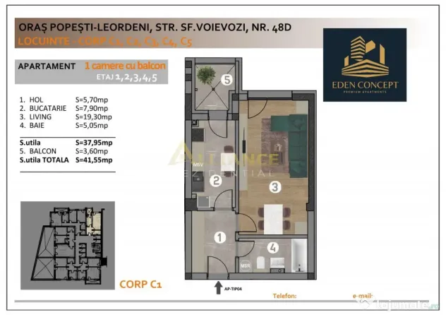 NOU Apartament 2 camere Popesti Leordeni