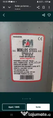 Boiler pe lemne 90 litri 