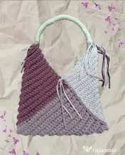 Geantă Handmade Croșetată - Model Geometric Asimetric 