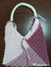 Geantă Handmade Croșetată - Model Geometric Asimetric 