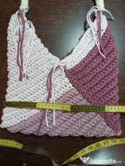 Geantă Handmade Croșetată - Model Geometric Asimetric 