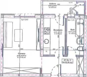Apartament cu o camera, cu CF, semifinisat, 32 mp, balcon 4m 